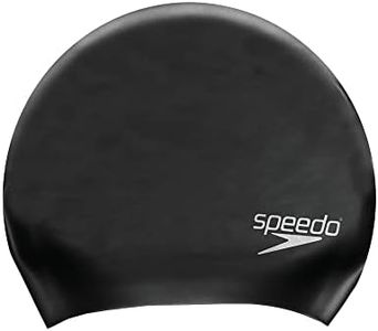 Speedo Unisex Long Hair Swim Cap, Black, One Size