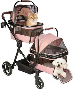 YIYUNBEBE Foldable Double Pet Stroller for 2 Small Medium Cats Dogs