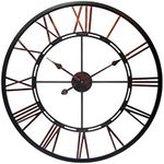 Infinity Instruments Fusion 28-Inch Oversized Decorative Roman Numerals Quartz Movement Metal Wall Clock for Living, Kitchen, Dining Room, Bedroom, Large 30 Inch, Black, Bronze, Copper