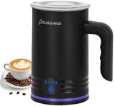 Panana Electric Milk Frother Steamed, 4 in 1 Automatic Frother and Milk Steamer, Hot & Cold Milk Warmer, 430ml, Temperature Control Auto Shut-Off, for Coffee, Latte, Cappuccino, Chocolate Milk (Black)
