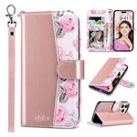 ULAK Compatible with iPhone 15 Pro Wallet Case for Women with Credit Card Holders, Designed Flip PU Leather Kickstand Shockproof Protective Cover for iPhone 15 Pro 6.1 inch 2023, Rose Gold