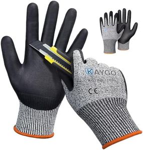 KAYGO 2 Pairs Cut Resistant Work Gloves for Men and Women,ANSI A3 Cutting Gloves,Nitrile Micro-Foam Safety Work Gloves KG21NB,Ideal for Wood Carving,Glass Handling, Construction,Fishing,Grey,2XL