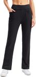 SANTINY Women's Golf Pants with 3 Pockets Stretch High Waisted Pull on Pants for Women Travel Work Casual, Black, M