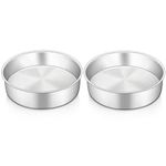 HaWare 6 inch Cake Tin Set of 2, Stainless Steel Round Baking Pan, Birthday Wedding Layer Cake Tin for Baking Roasting Serving, Healthy & Non-Toxic, Mirror Polished & Dishwasher Safe (16cm)