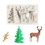 Christmas Silicone Moulds, Xmas Chocolate Fondant Moulds Elk Deer Snowflake Icicle Christmas Tree Mould Baking Tools for Cake Decoration, Candy, Polymer Clay, Cupcake, Sugar Craft