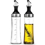 FineDine Olive Oil Dispenser Bottles, Glass Oil and Vinegar Dispenser Set with Pouring Spouts, Avocado Oil Cooking Bottles 18oz Set of 2