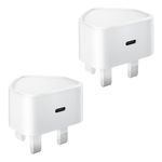 25W USB C Plug Fast Charge, 2-Pack USB C Fast Charger Plug UK USB Plug Mutil Type C Charging Plug USBC Power Adapter PD 3.0 Quick Wall Plug for iPhone 15 14 13 12 11 Pro Max Plus XS XR, iPad, Samsung