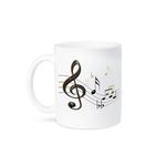 3dRose Music Clef, Sixteenth, Quarter, Beamed Notes, Flats and Sharps in Black and Gold Ceramic Mug, 15 oz, Multi-Colour, 11.43 x 8.45 x 12.7 cm