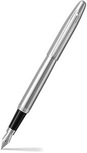 Sheaffer VFM 9426 - Pluma estilográfica de cromo cepillado con borde cromado, punta media, bolígrafo cromado de alta calidad