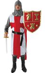 Crusader Knight Medieval Fancy Dress Costume Historical English Cross Festival Best of Brisitish Outfit Red Size XL