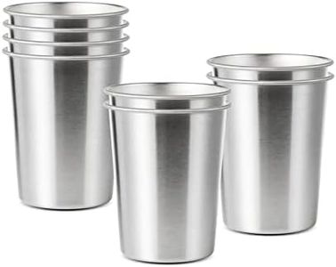 YOLCAR 8 Pack 6 oz Stainless Steel Cups for Kids, BPA Free Healthy Metal Shatterproof Stackable Pint Drinking Cups