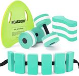 NEAGLORY 5 Pieces Water Aerobics Set Aquatic Exercise Set Pool Fitness Equipment Foam Water Dumbbell, Swim Kickboard, Pull Buoy, Aquatic Swim Belt for Water Exercise, Green