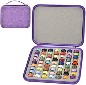 63 Slots Bobbin Case Holder - Bobbins Thread Organizer Storage - Spools Box Compatible with Brother for Singer for Babylock for Janome for Kenmore Sewing Machine (Purple)