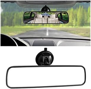 9.8'' Car Rear View Mirror with Suction Cup, Anti Glare Adjustable Auto Interior Rearview Mirror, HD Thickened Vehicle Inside Mirror Reduce Blind Spots, Universal for Marine, Truck, SUV (Black)