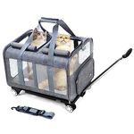 BEAUTYMONKEY.K Pet Carrier with Wheels,Large Cat Carrier for Two Cats,Double Cat Carrier on Wheels,Pet Carrier for Cat Large