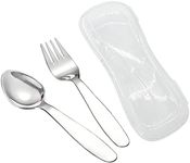 VANRA 2 Pieces Children Fork Spoon Set with Travel Case for Lunch Box, 18/8 Stainless Steel Kids Silverware Flatware Set Kids Utensil Set for School (Fork Spoon) (1 Fork + 1 Spoon)