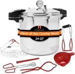 24qt Induction Pressure Cooker Canning Kit | Complete Canner and 7pc Starter Set | Tongs, Funnel, Rack, Jar Lifter & Much More