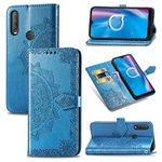 Ranyi for Jitterbug Smart3 / Lively Smart Smartphone Case, Mandala Flower Pattern Leather Wallet Case with Credit Card Holder Kickstand Flip Folio Magnetic Wallet Case for Jitterbug Smart3 -Blue