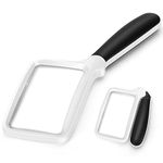 Folding Handheld Magnifying Glass with Light, 3X Large Rectangle Reading Magnifier, Dimmable for Seniors with Macular Degeneration, Newspaper, Books, Small Print, Lighted for Low Visions White Black