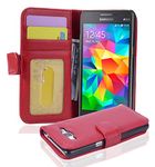 cadorabo Book Case works with Samsung Galaxy GRAND PRIME in INFERNO RED - with Magnetic Closure and 3 Card Slots - Wallet Etui Cover Pouch PU Leather Flip