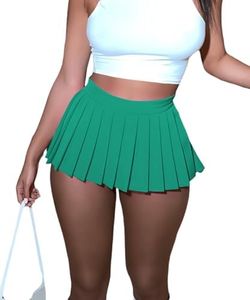 Womens Mini Pleated Skirts, Cargo Tennis Stretchy Skirt Y2k Skater Skirt Girl Sexy A-Line Club School Skirt, Green, X-Large