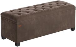 SONGMICS Velvet Storage Ottoman Bench, Foot Rest with Legs, 15.7 x 43 x 15.7 Inches, End of Bed Bench, Storage Chest, Load up to 660 lb, for Living Room, Bedroom, Entryway, Walnut Brown ULSF089K01