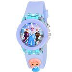 Goldenize Fashion Kids Analogue Watch with Mulrticolour Glowing Disco Light| Glowing Watch for Boys & Girls Age Above 5 Years with 3D Cute Cartoon Analog Watch for Girls-Boys (Frozen Barbie)