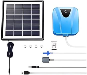 Meichoon Solar Water Air Pump Oxygenator USB Oxygen Pump Silent with Aquarium Oxygenator Tube and Bubble Rock Outdoor Pond Gardening Water Circulation MY05