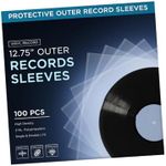 TNP 100 Vinyl Outer Sleeves Cover - Thick 3 Mil Vinyl Protective Sleeves 12.75" x 12.75" - Crystal Clear Plastic Vinyl Record Sleeves for Single & Double LP Album Storage Collection