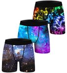 ANGEL CITIZ Men's 3 Pack Boxer Briefs Breathable Boxer Shorts Novelty Briefs Underpants Wide Waistband Underwear for Men Galaxy-M