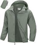 33,000ft Men's Packable Rain Jacket Waterproof Lightweight Raincoat Rain Shell with Hood for Outdoor Hiking Golf Travel