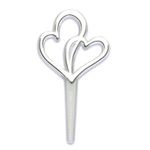 Dress My Cupcake DMC41WP-DHSET Double Hearts Pick Decorative Cake Topper, Valentines, Silver, Wedding Case of 144