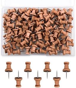AIEX 100pcs Wood Push Pins Map Tacks Marking Pins Wooden Map Thumb Tacks with Steel Point for Cork Bulletin Board Craft Projects