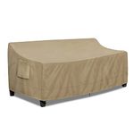 PureFit Outdoor Couch Cover Waterproof Patio Sofa Furniture Covers, 3-Seater Outdoor Cover with Air Vent and Handles, 85W x 35D x 35H Inches, Camel