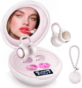 CHENRUIDA Open Ear Clip On Earbuds Wireless Headphones Bluetooth 6.0 with Mirror,48H Playtime,IPX6 Waterproof,Touch Control All-Day&Comfort Ideal for Women,Sports,Workouts and Daily Use (White)