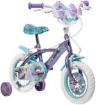 Huffy Disney Frozen 12" Kids Bike with Front Doll Carrier, Removable Stabilisers, Bell, Front and Rear Mudguards, Enclosed Chain, Girls’ Bicycle Ideal for Ages 3-5 Shimmering Metallic Purple Finish