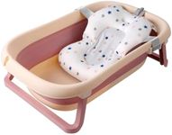 Collapsible Baby Bathtub with Bath Pad Portable Bathtub 30" Large Baby Bathtub with Temperature Sensing Water Plug and Drain Hole Baby Bathtub for Infants to Toddler 0-36 Months