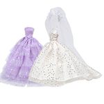 E Ting 2 Pcs Handmade Gorgeous Sequined Party Dress Ball Gown Doll Clothes For Barbie Dolls