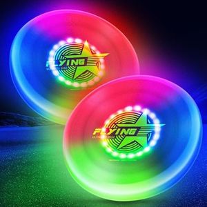 Fortikpo 2 of Glow in The Dark LED Flying Disc - 7 Dynamic Modes, 7 Colors, IP65 Waterproof, Perfect Birthday & Camping Gift for Men/Boys/Teens/Kids - Outdoor Games & Cool Toys, 175g, LFD-COLOR-03