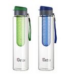 CELLO Detox Fruit & Tea Infuser Glass Water Bottle| Wide Cap Sealed With Flip Top | Leak Proof & Durable | Ideal for Gym, Office, Travel | 750ml, Set of 2, Assorted