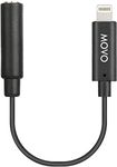 Movo IMA-1 Female 3.5mm TRRS Microphone Adapter Cable to Lightning Connector Dongle Compatible with Apple iPhone, iPad Smartphones and Tablets - Optimized for Microphones/Pro Audio,black