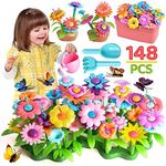 FUN LITTLE TOYS 148PCS Flower Garden Building Toys for 3 4 5 6 7 Year Old Toddlers Girls Boys, Preschool Garden Play Set As Educational STEM Toys for Kids, Learning Toys As Birthday Gift for Girls