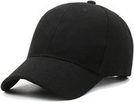 Folmywy Black Baseball Cap Men Women Adjustable Plain Cotton Casual One Size Curved Brim Dome Sports Golf Hat Breathable Fishing Hunting Outdoor