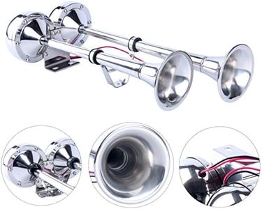 Amarine-made 12v Marine Boat Stainless Steel Dual Trumpet Horn, Low and High Tone, 18-1/2"