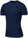 TCA Men's Compression Shirt - Short Sleeve Compression Shirt Men Quick Dry Athletic Workout Base Layer Thermal Top - Navy Eclipse, Medium