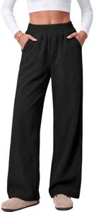 ANRABESS Womens Fall Corduroy High Waist Wide Leg Pants,Black,M