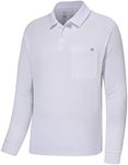 Lightbare Men’s Performance Polo Shirt Moisture Wicking Quick Dry Tactical Pique Shirts Hiking Fishing Golf UPF 50 White
