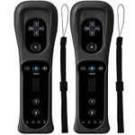 Tevodo Wii Remote Controller, 2 Packs Upgrade Wii Wireless Controller Compatible with Wii Wii U (Black and Black)