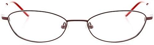 Hit Notion Unisex Optical Eyewear - Oval Shape, Metal Full Rim, Burgundy