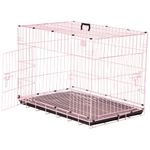 Amazon Basics Foldable Metal Wire Dog Cage/Crate/Carrier with Tray | Single Door | 36 Inch | 1 Level | Pink (Standard)